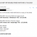 JUVENTUS BET VIP DOUBLE FIXED MATCHES 17.04.2018