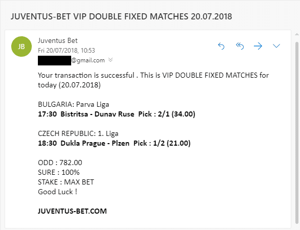 JUVENTUS-BET VIP DOUBLE FIXED MATCHES 20.07.2018