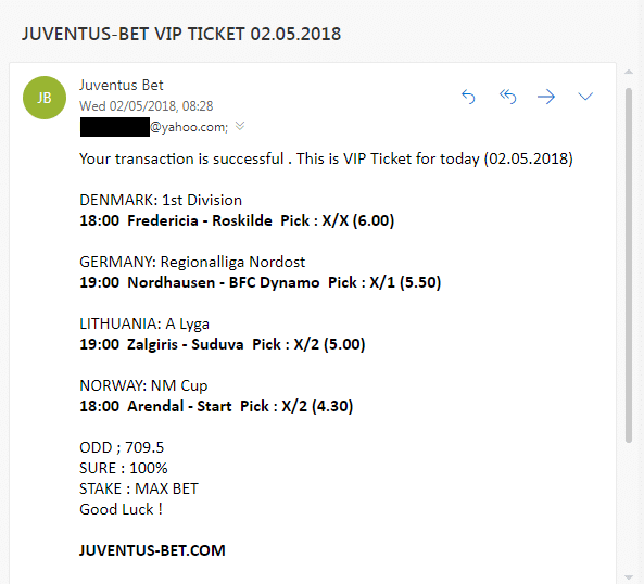JUVENTUS BET VIP TICKET 02.05.2018