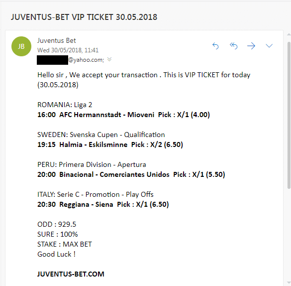 JUVENTUS-BET VIP TICKET 30.05.2018